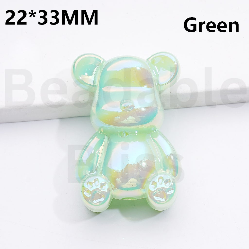 Acrylic Beads UV Coating Bearbric Solid Color 33*22MM (Single Color is available for 100pcs(Whole Bag))