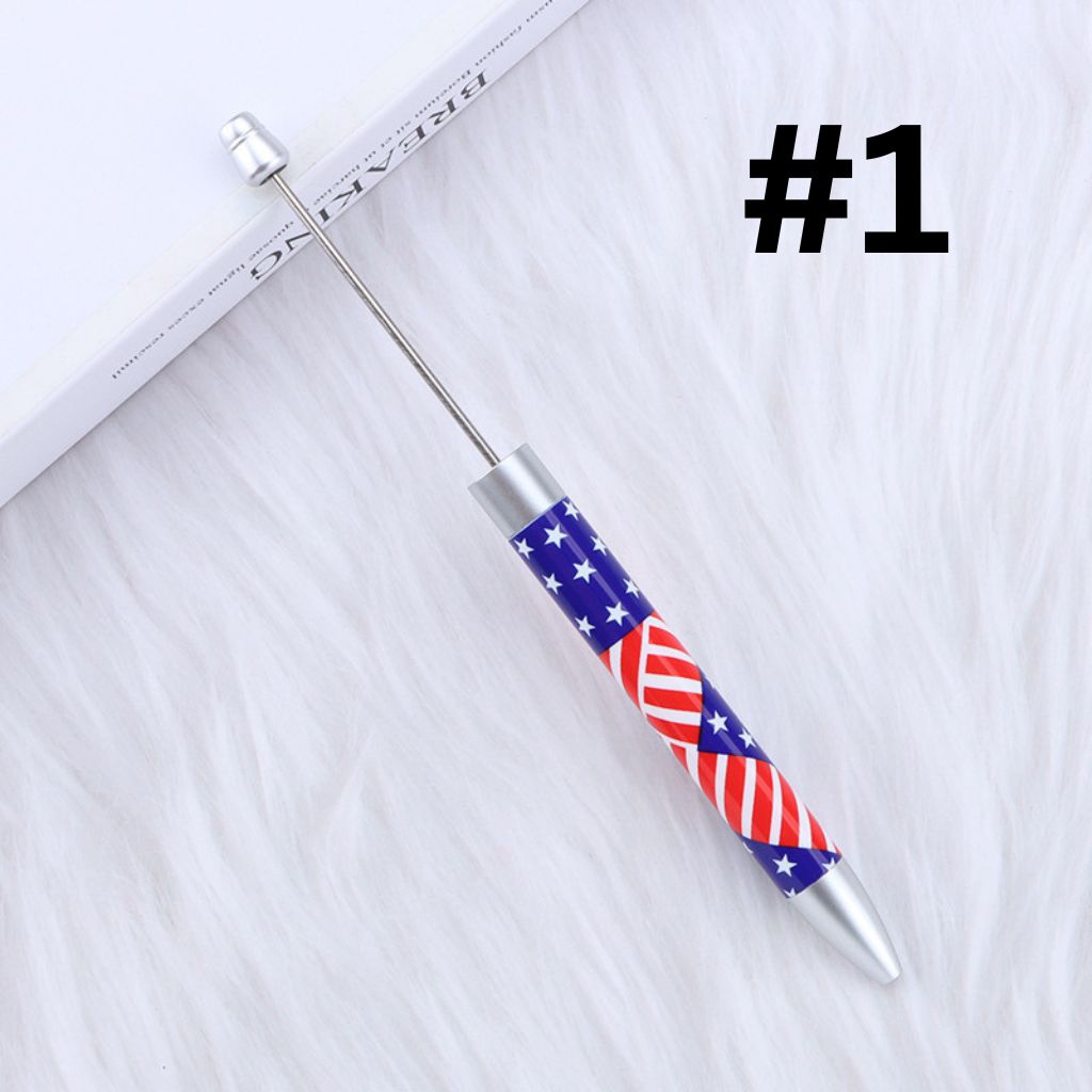 DIY Beadable Plastic USA America National Flags Printed Pens, 167MM