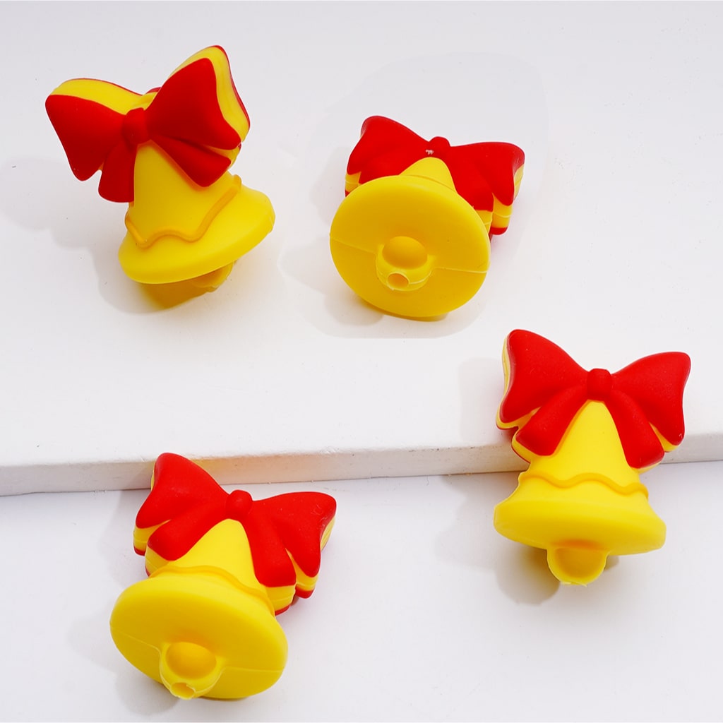 3D Christmas Series Elk Bell Hat Father Christmas Gift Silicone Focal Beads