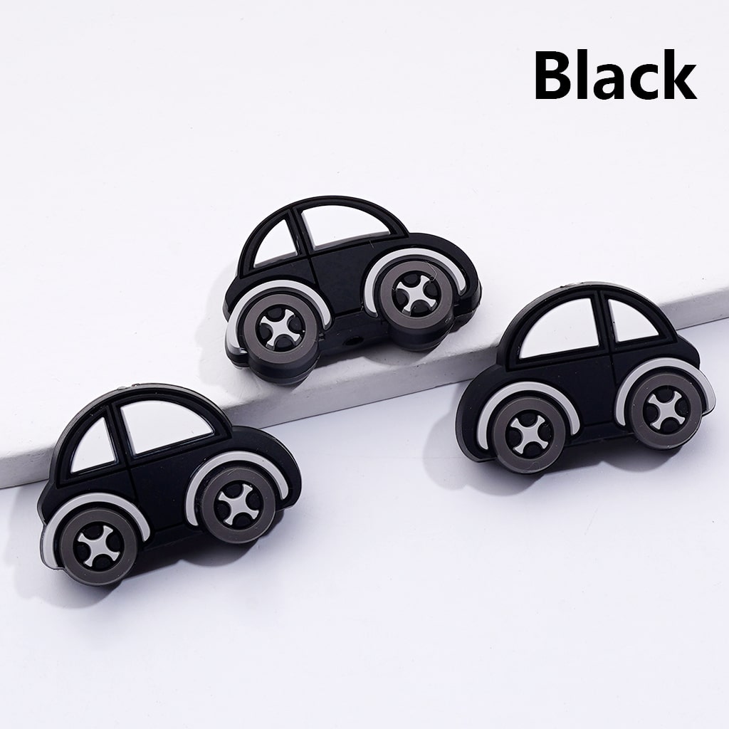 Silicone Focal Beads Cute Mini Vehicles Cars Multi-Color