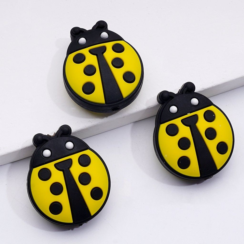 Multi-Color Cute Lady Bug Silicone Focal Beads