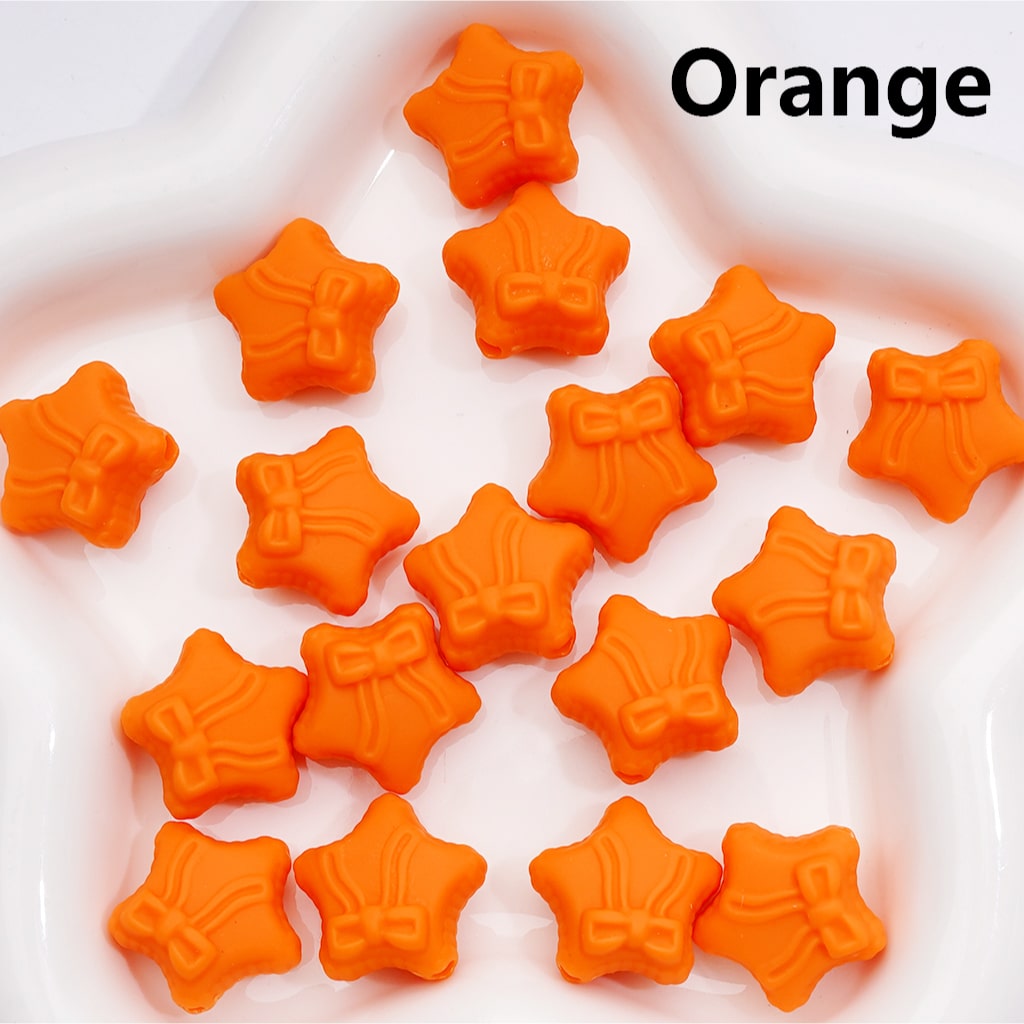 Acrylic Beads Rubber Coating Five-Pointed Star with Bowknots, Multi-Color, 20MM (Single Color is available for 200pcs(Whole Bag))