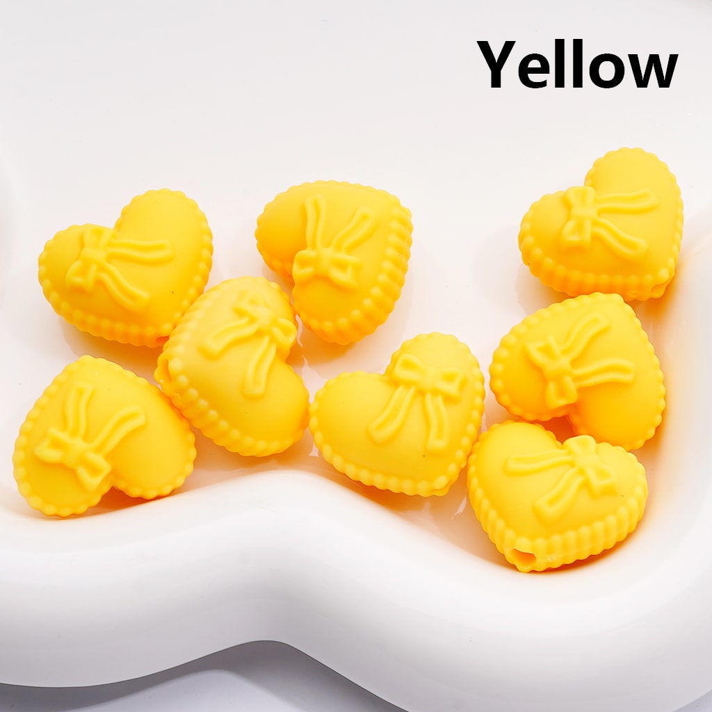 Acrylic Beads Rubber Coating Heart Shape with Bowknots, Multi-Color, 18*20MM (Single Color is av available for 200pcs(Whole Bag))