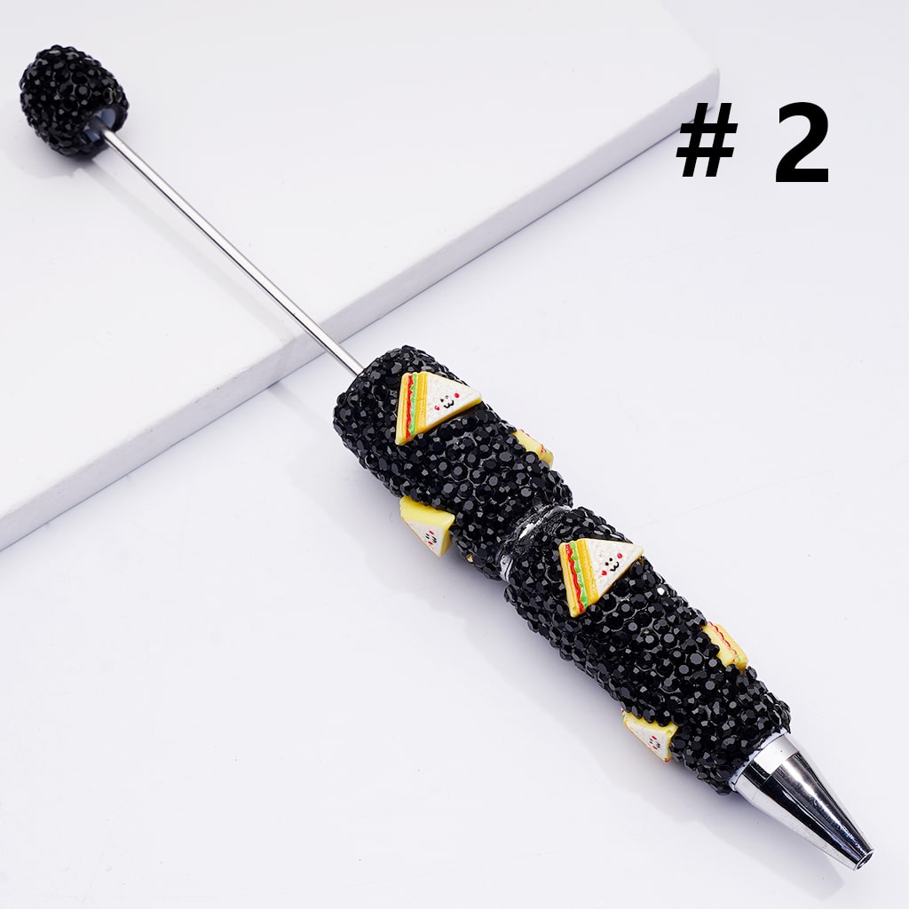 Cute Bread Cake Pizza Sandwich Doughnut Black Rhinestones Clay Pens