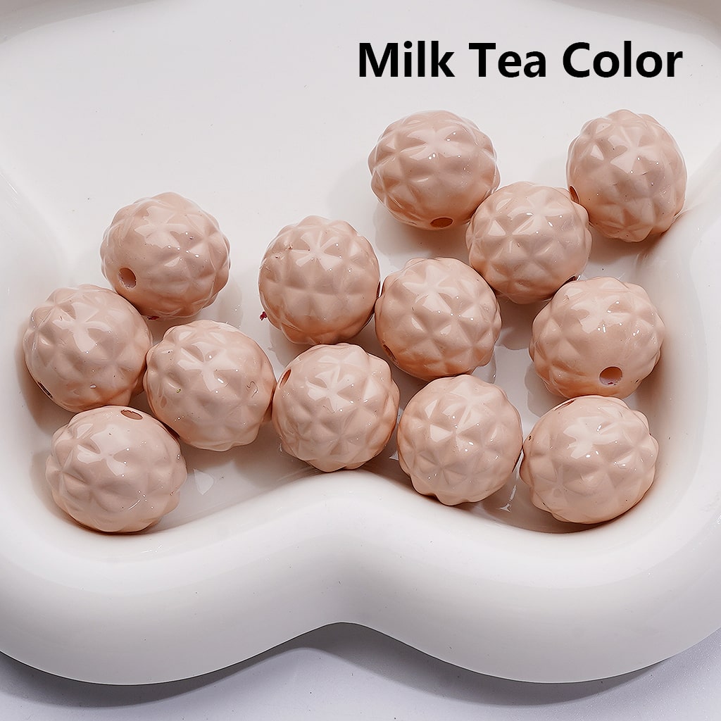 Solid Color Stoving Varnish Waxberry Acrylic Beads, 17MM