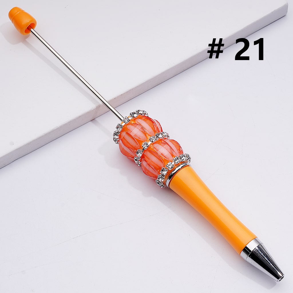 Mini Pumpkin Charms Clear Rhinestones Chains Beadable Pens in Solid Color