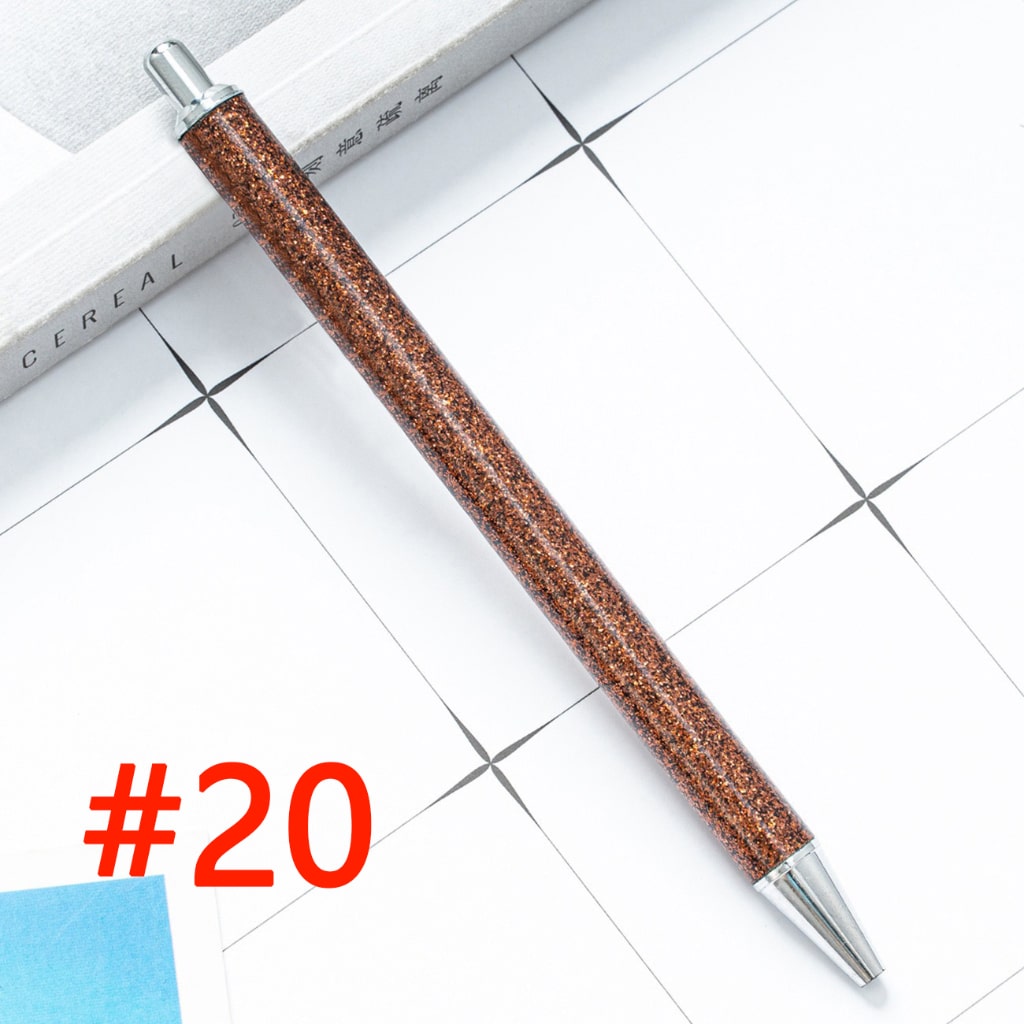 Sublimation Ballpoint Pen, Push Ballpoint Pen with Glitter Effect in Gold Color