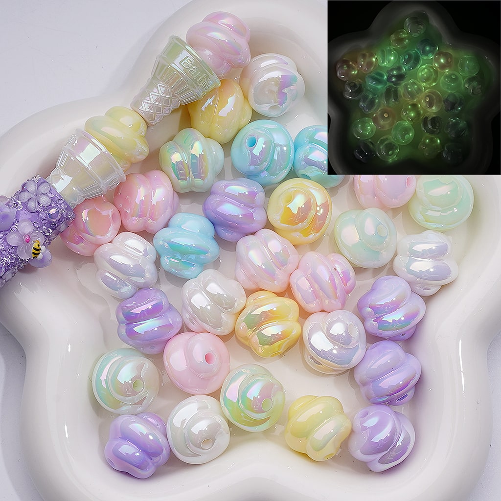 UV Coating Luminous Ice Cream Acrylic Bead, 17*17MM (Single Color is available for 200pcs(Whole bag))