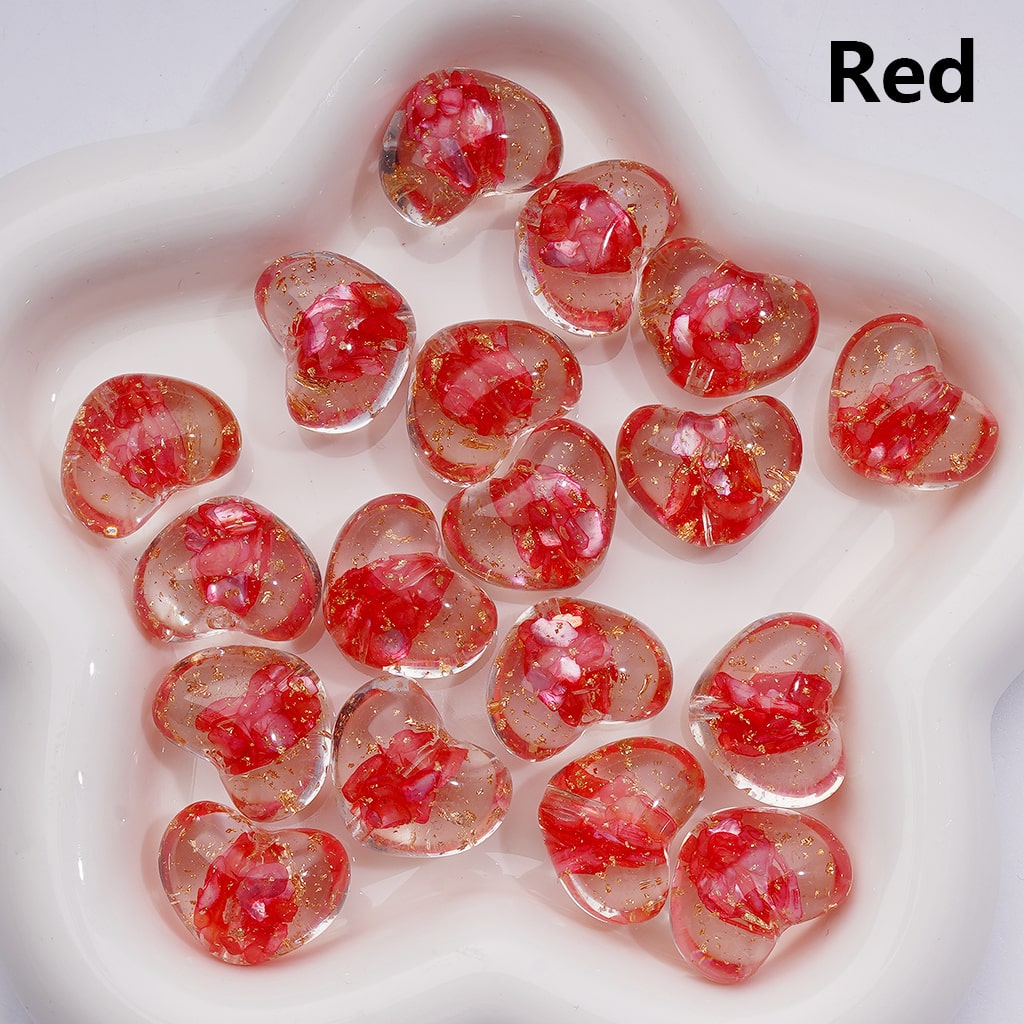 Multi-Color Shells Gold Foil Paper Inside Clear Heart Acrylic Beads, 20MM (Single Color is available for 200pcs(Whole bag))