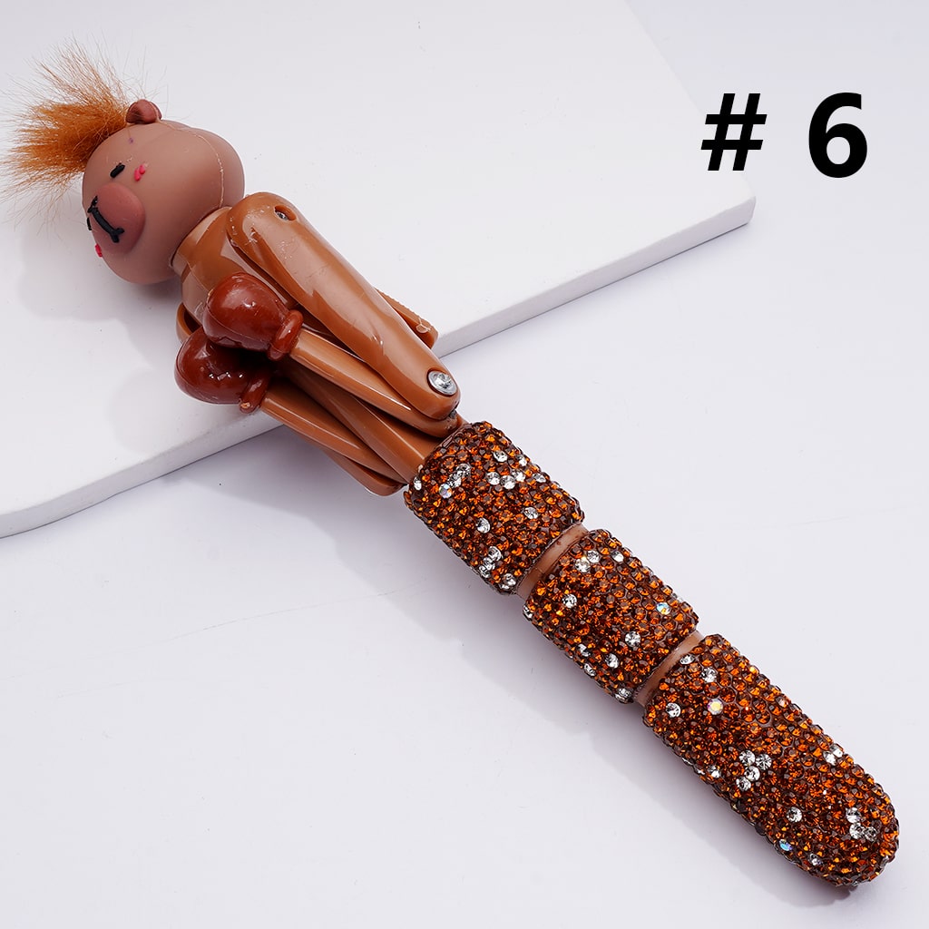 Large Cute Cartoon Kurom Unicor Ghost Face Pumpkin Elk Bear Alien Cat Astronaut with Movable Boxing Arms Shiny Rhinestones Beadable Clay Pens