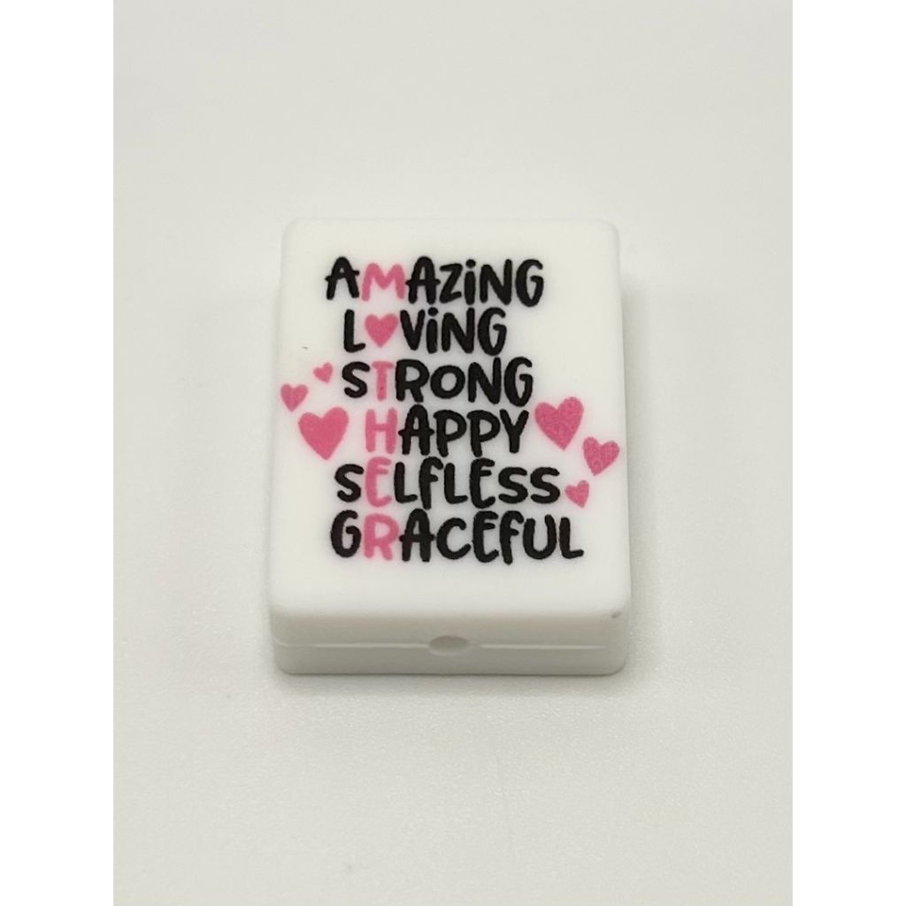 MOTHER Amazing Loving Strong Happy Selfless Graceful Silicone Focal Beads