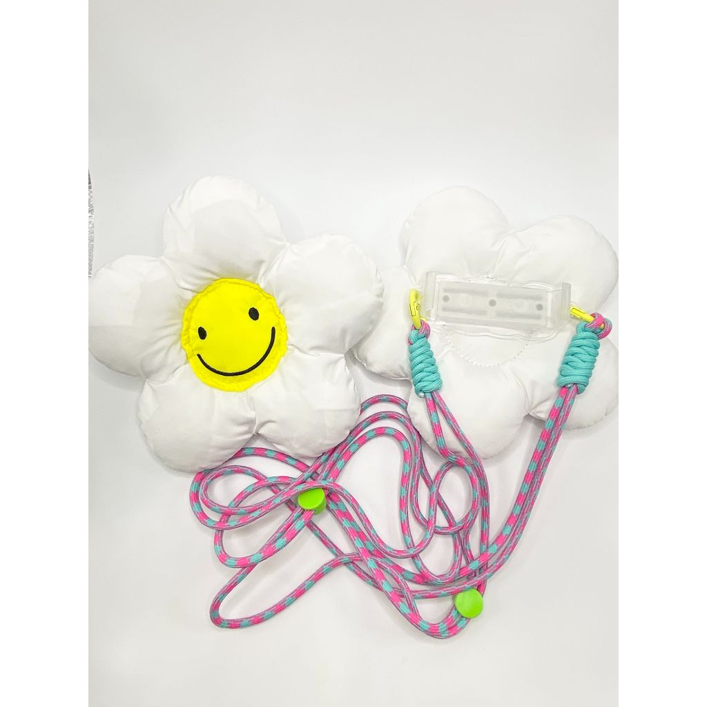 ひまわりの笑顔の電話ホルダークリップ、吊り紐付きスリング