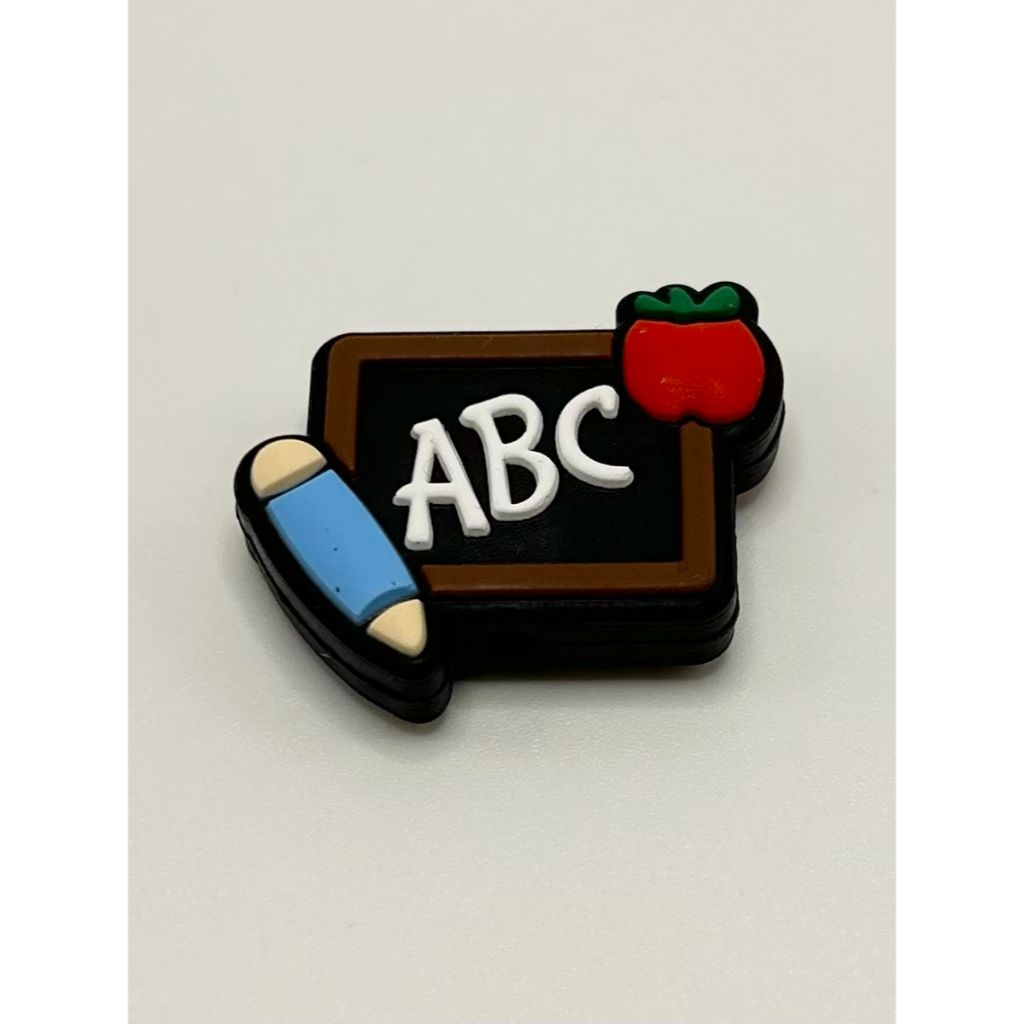 Chalkboard ABC Apple Pencil Silicone Focal Beads