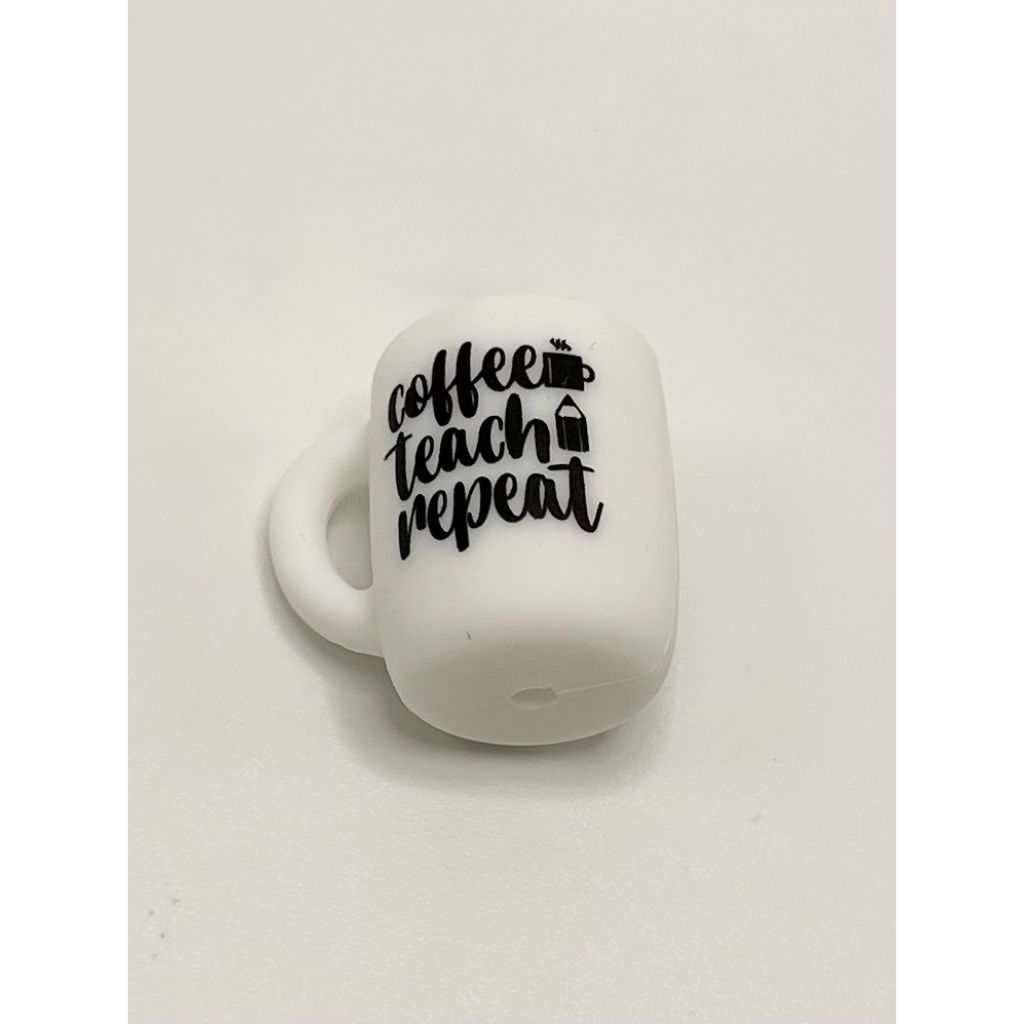 Coffee Teach Repeat Mug Cup 3D Silicone Focal Beads