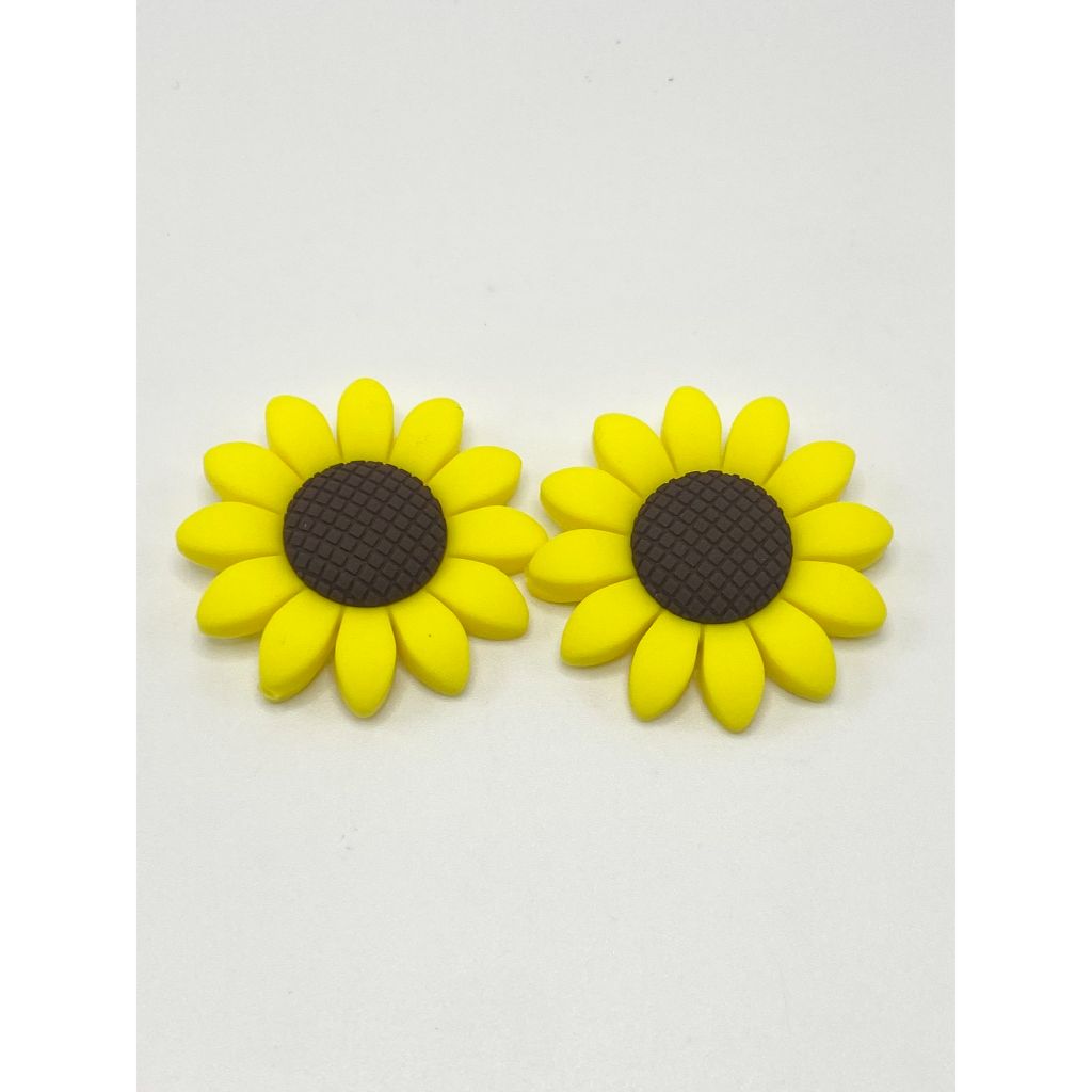 Large Flower Flowers Silicone Focal Beads