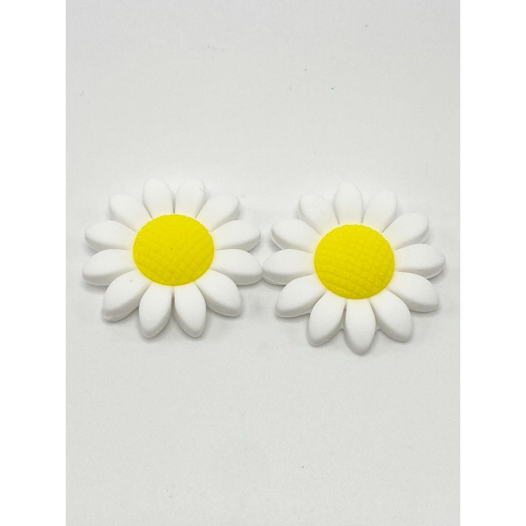 Large Flower Flowers Silicone Focal Beads