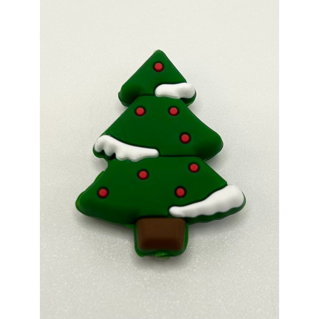 Green Christmas Tree Silicone Focal Beads (Ship out in Around 4-6 Days after Ordering)