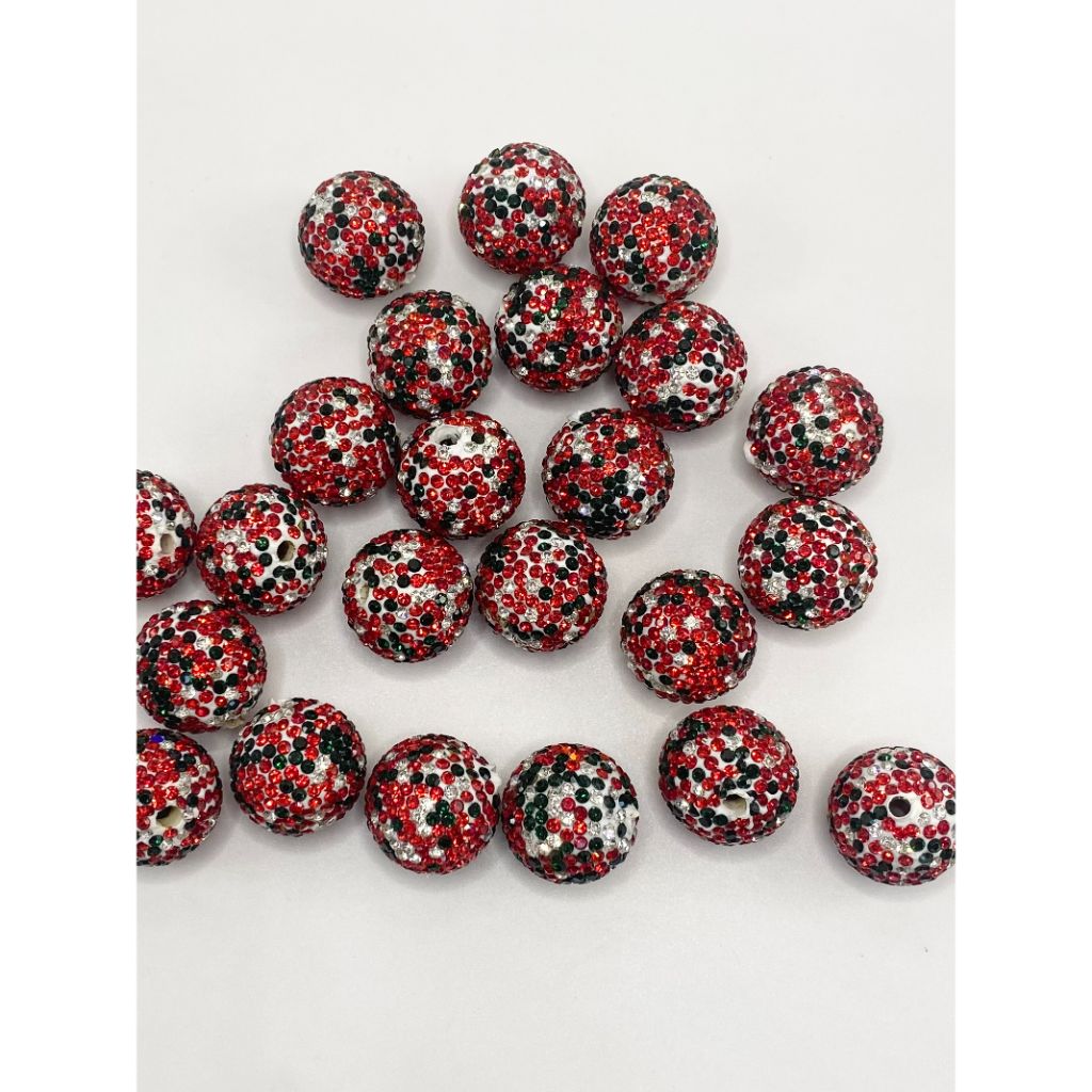 20mm Red Rhinestone Acrylic Beads