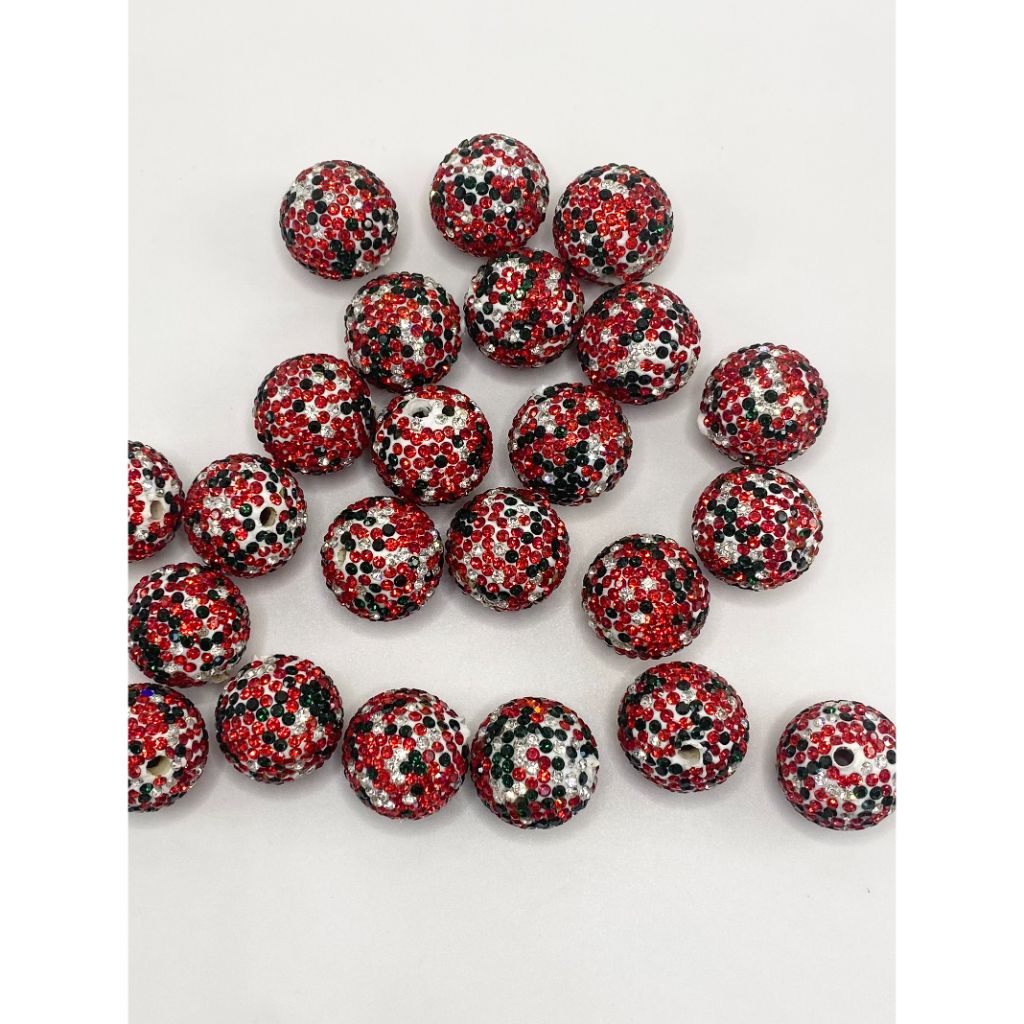 Clay Beads in Christmas Colors Rhinestone, 20mm – Beadable Bliss