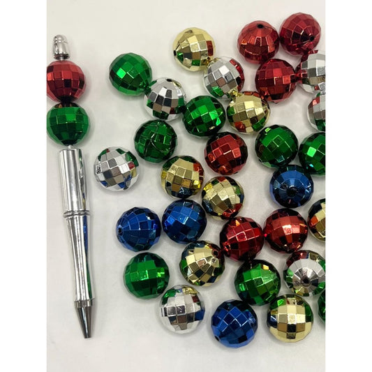 ファセットUV仕上げ光沢メタリックアクリルビーズラージ20mm、XBL