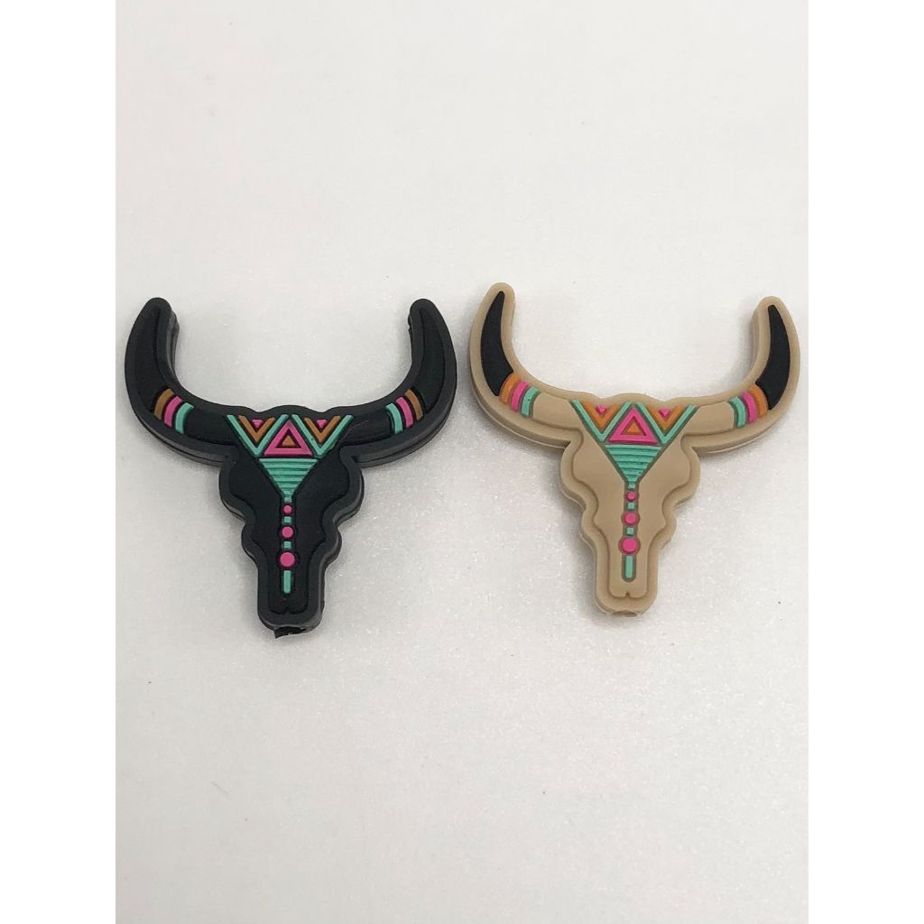Ox Cow Horn Silicone Focal Beads, Random Mix