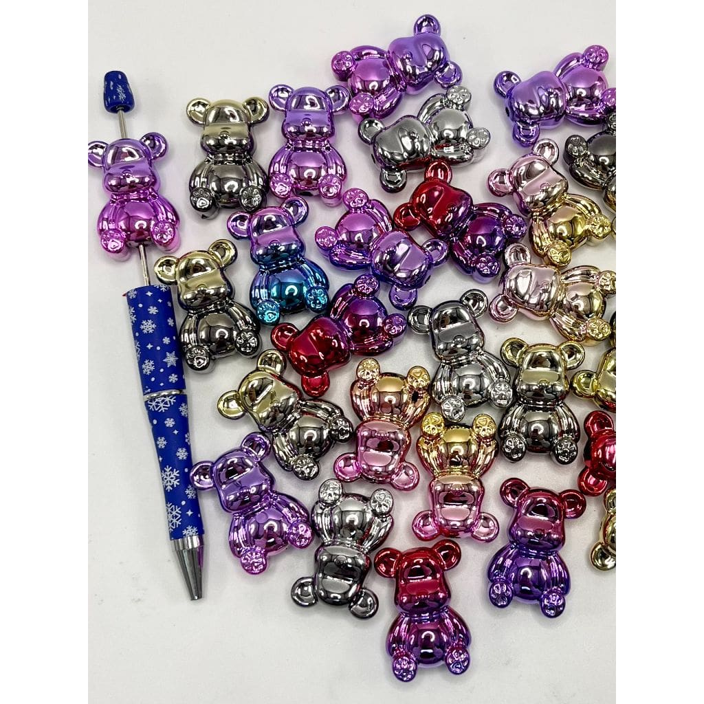 Ombre Metallic Color Bear Acrylic Beads, 23mm by 33mm, XBL