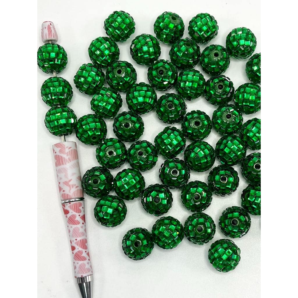 Disco Ball Beads, Sparkling Acrylic Beads with Crystal Rhinestones and Disco Ball Shape, 16mm