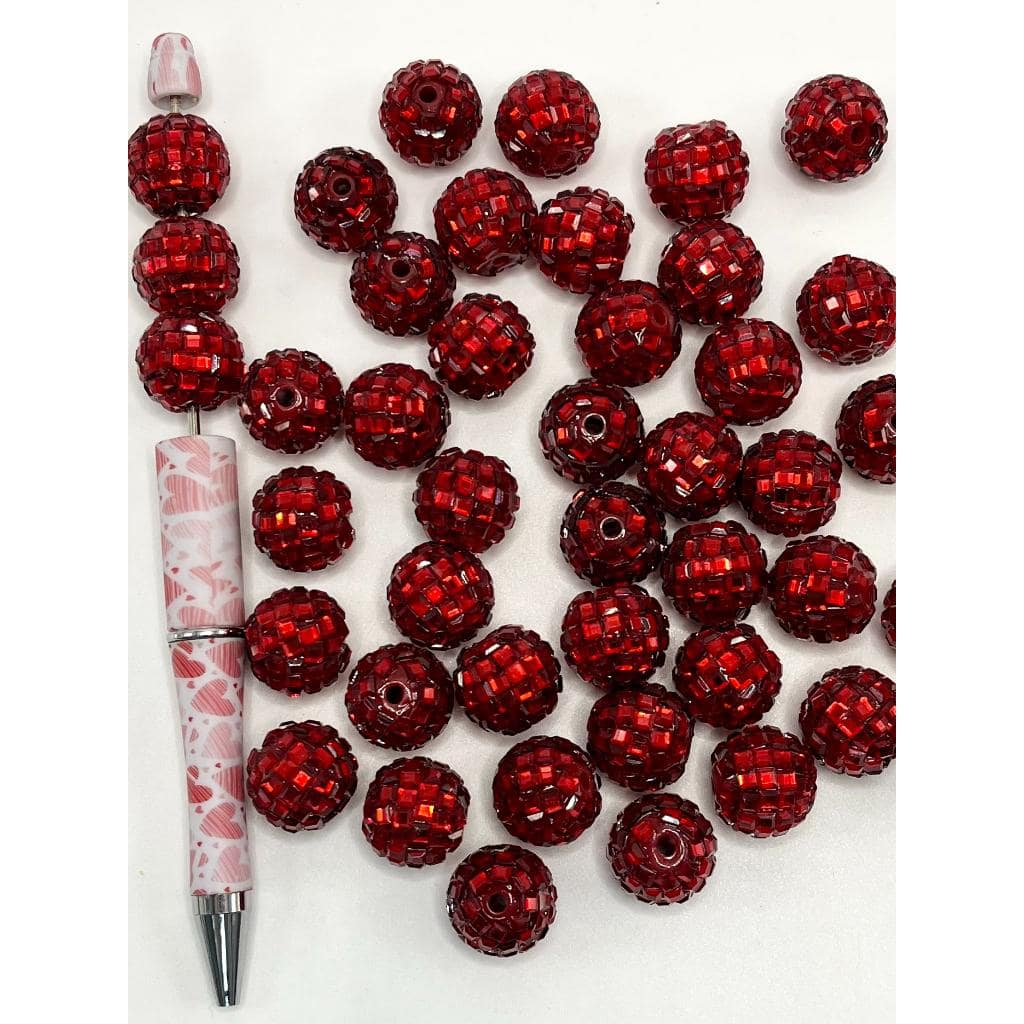 Disco Ball Beads, Sparkling Acrylic Beads with Crystal Rhinestones and Disco Ball Shape, 16mm