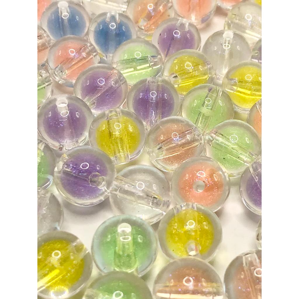 ライトゼリーカラーレイヤー透明アクリルビーズ、ランダムミックスカラー、16mm