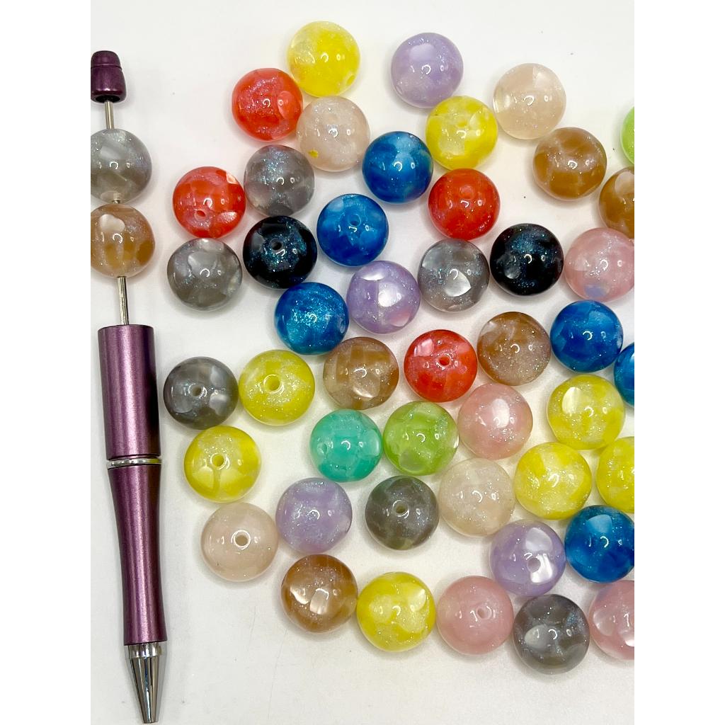 Acrylic Beads with Glitter & Heart Inside, 16mm WM