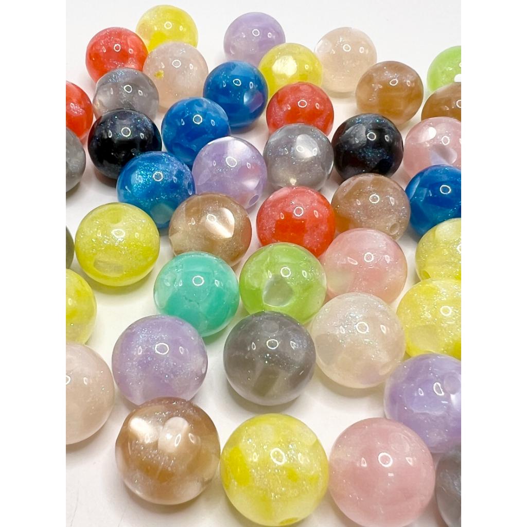 Acrylic Beads with Glitter & Heart Inside, 16mm WM