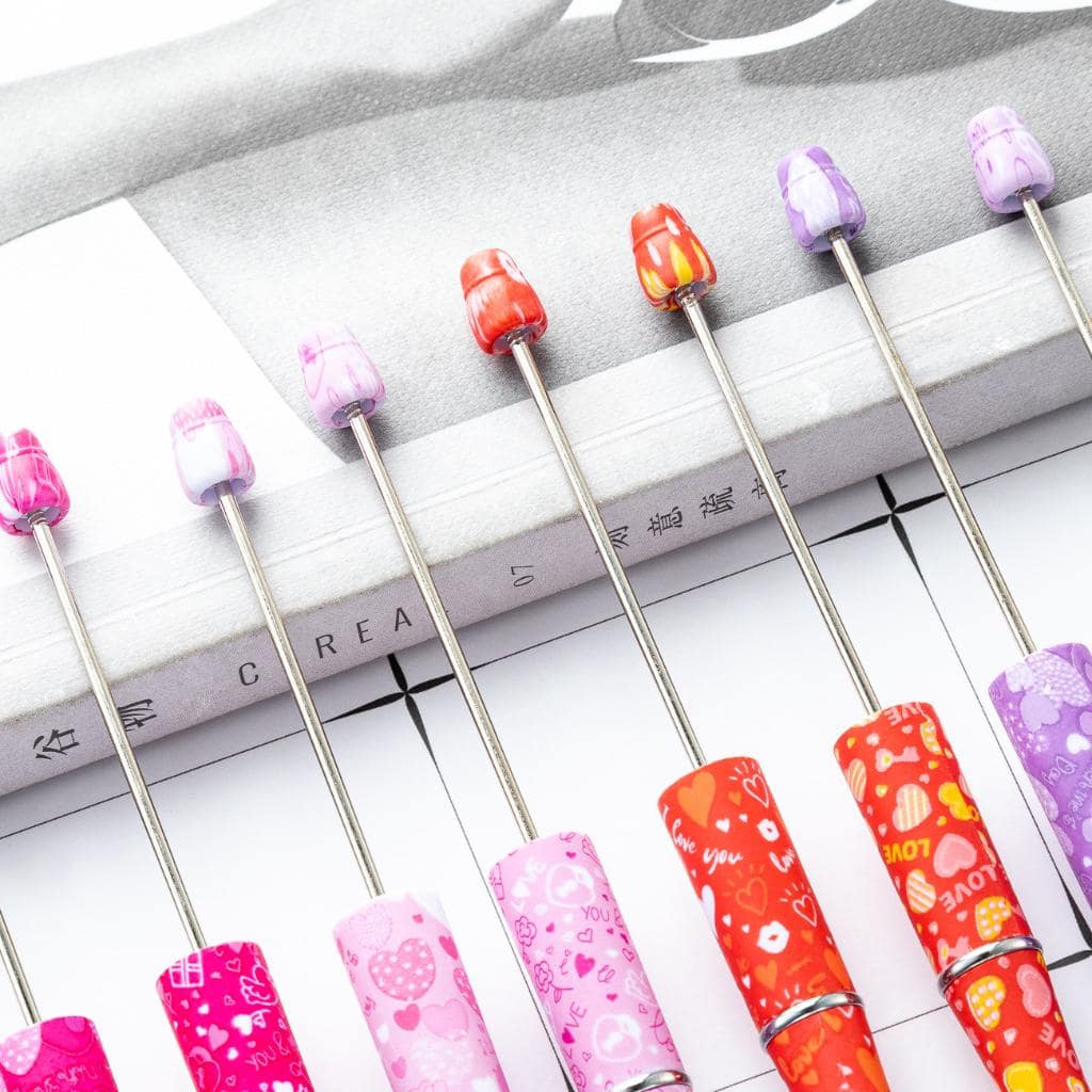 Valentine's Day Loving Hearts Printed Beadable Pens Random Mix