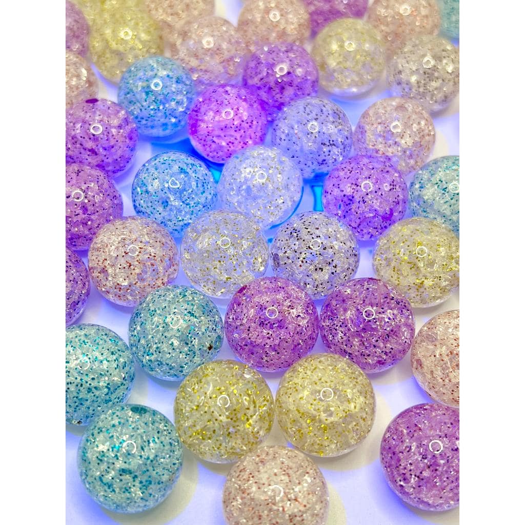 クラックル アクリル ビーズ、グリッター コンフェッティ スポット、ランダム ミックス カラー、20mm、CM