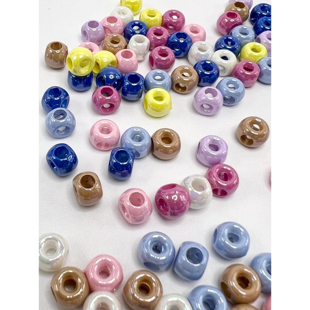 Four-Hole Quadripuntal Spacer Acrylic Beads, Pastel Color with UV Plating, 8mm, CM