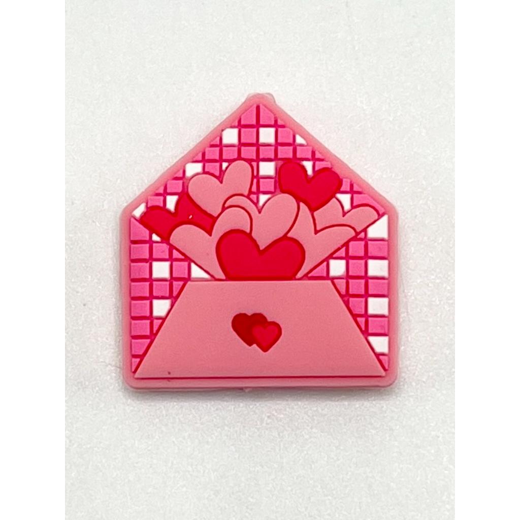 Pink Heart Love Letter Envelope Silicone Focal Beads
