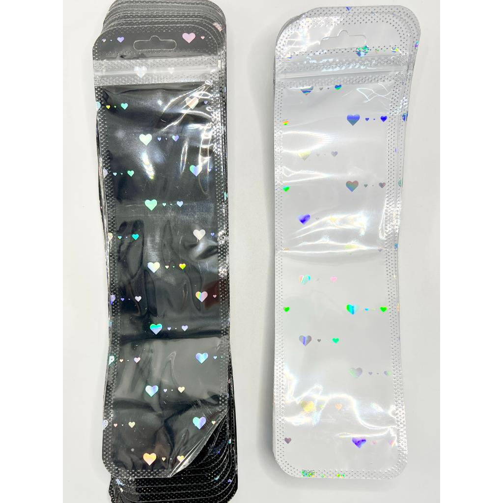 Star & Moon & Heart Resealable Ziplock Bags with Non Woven Fabric Back for Beadable Pens, UV Finish, 6.5*21cm