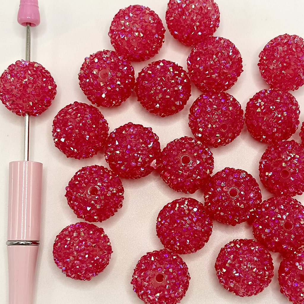 ローズピンクがかった紫色のハードアクリルシュガービーズ、20mm