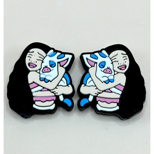 かわいい豚の漫画シリコンフォーカルビーズを持つうめき声