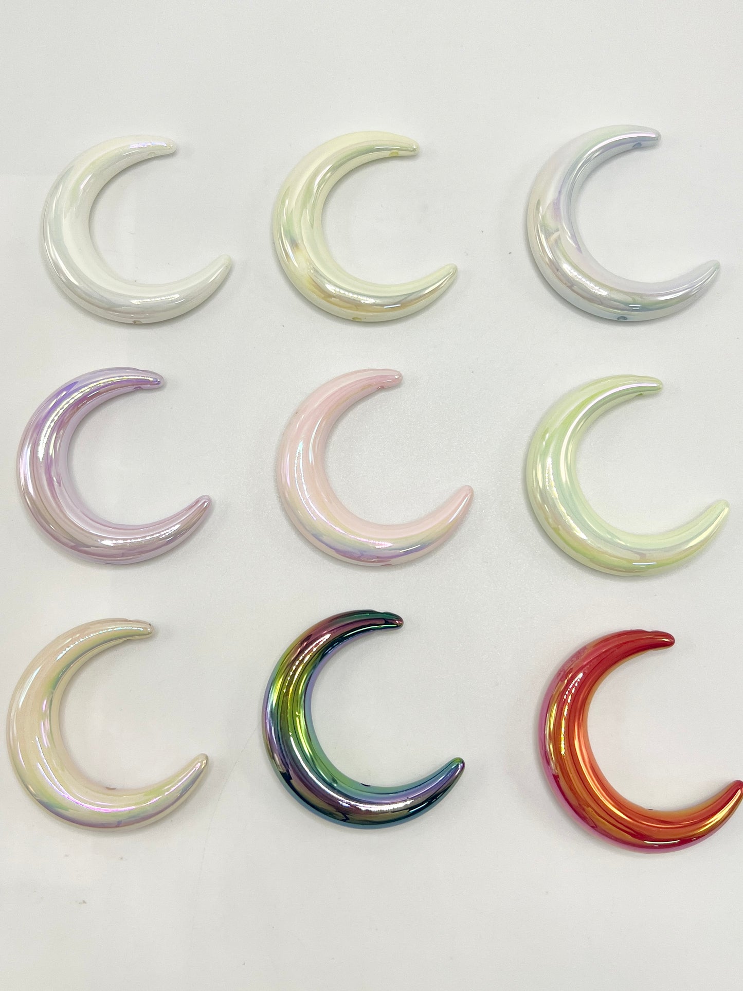 Moon Acrylic Beads, Pastel Color, Glow in the Dark Luminous, 40mm by 46mm, JD, Please Read the Description
