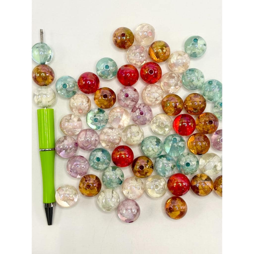 See-through Acrylic Beads with Snow-like White Clouds Inside, 16mm, YY