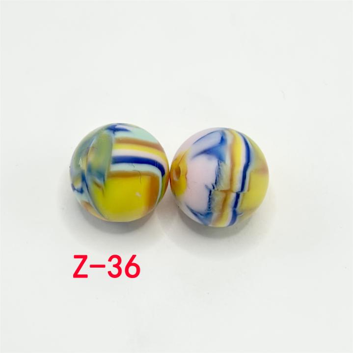 Multicolor Printed Silicone Beads with Swirls, Abstract Marble Pattern, 15mm