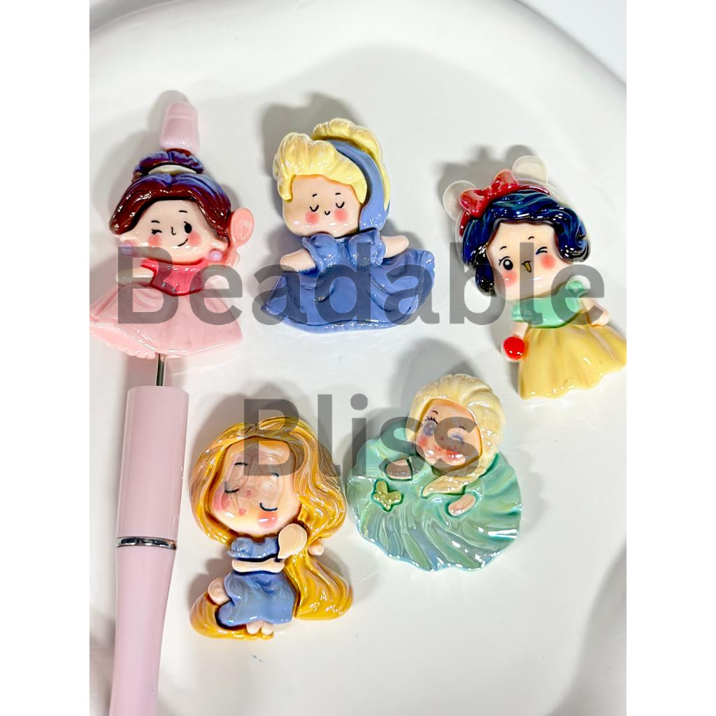 Large UV Coating Mystic Royalty Cartoon Acrylic Beads, Random Mix