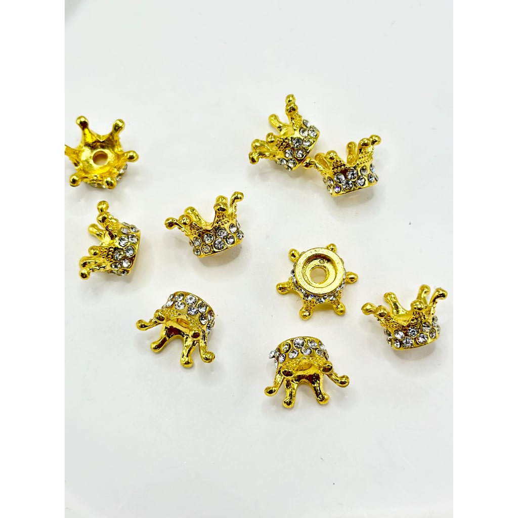Bling Bling Alloy Metal Crown with Clear Rhinestones, 10mm