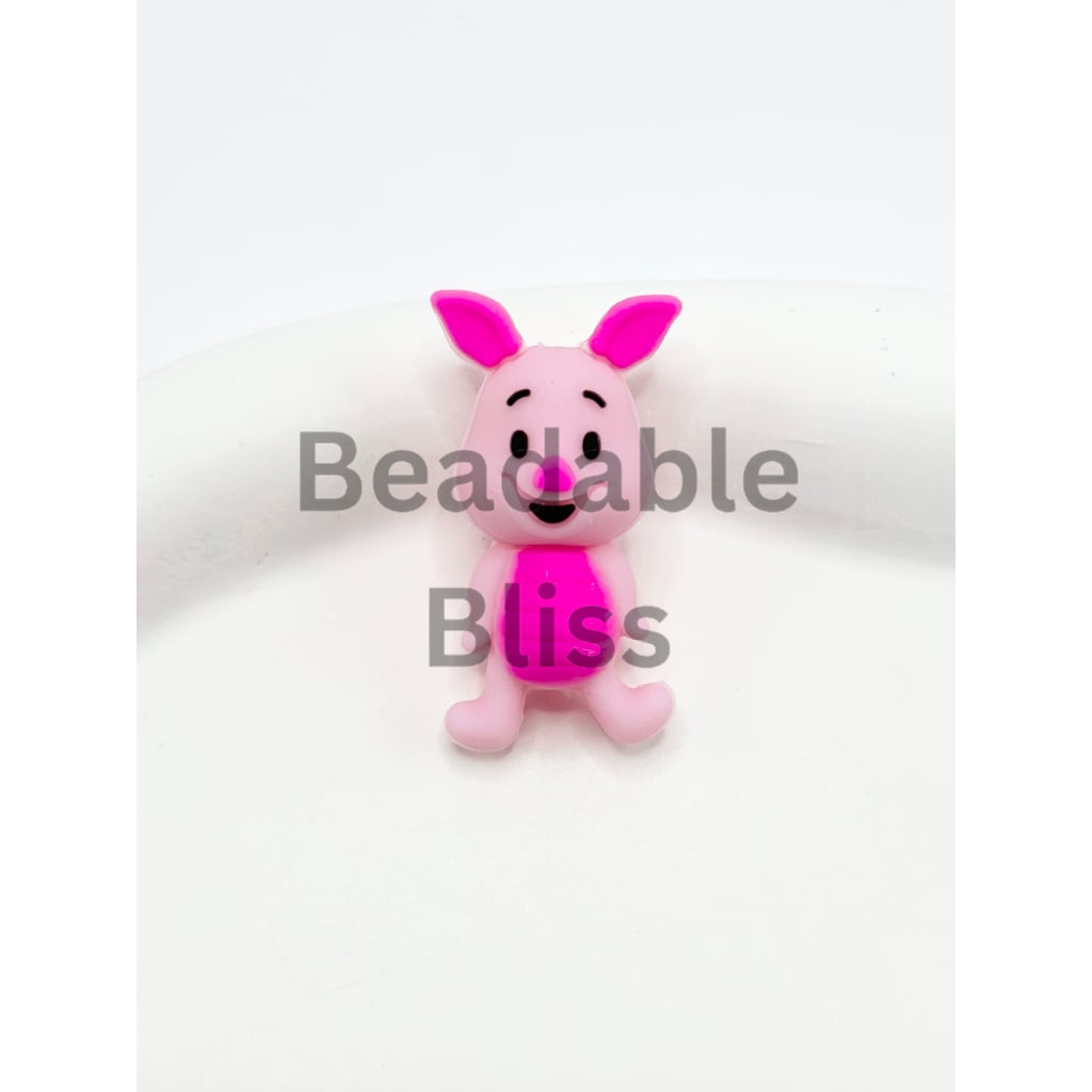 3D Little Pink RosetteHog Cartoon Silicone Focal Beads