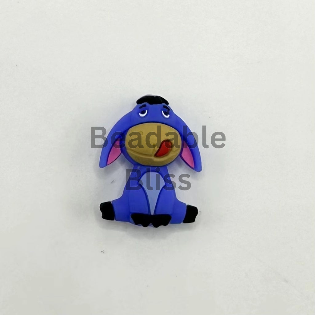 Little Cute Donkey Sweet Sad Cartoon Toy Cartoon 3D Silicone Focal Beads