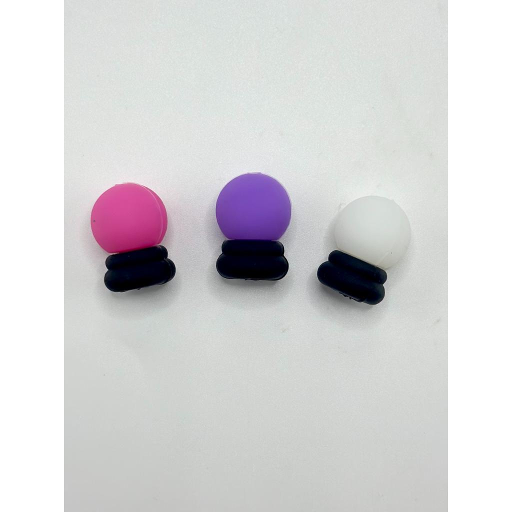 3D Solid Color Light Bulb Silicone Focal Beads Random Mix
