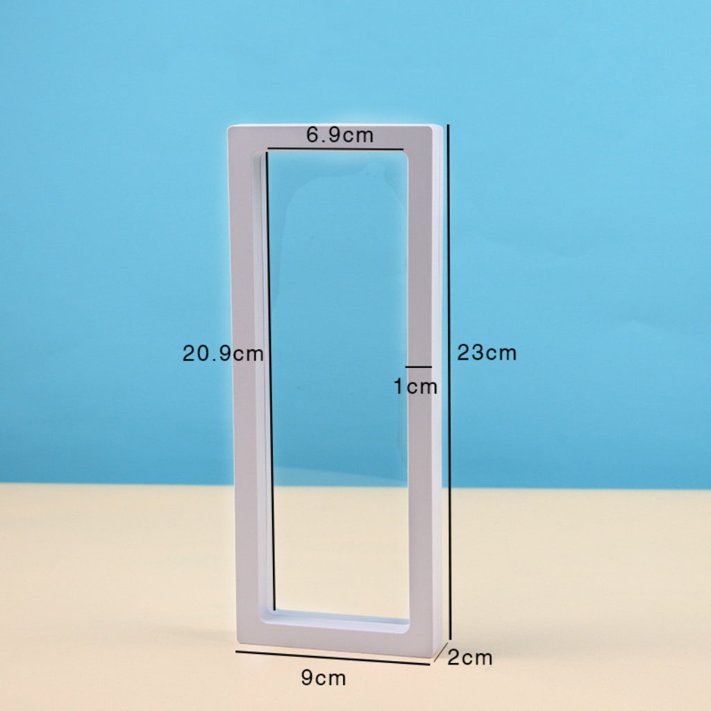大型サスペンションジュエリー収納、長方形フローティングフレームディスプレイボックス、透明PEフィルム、9*2*23CM
