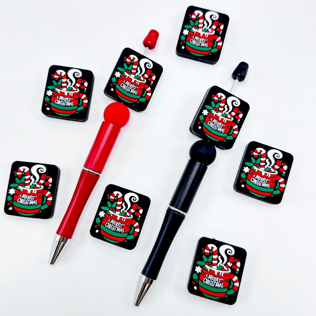 メリークリスマスカップ 雪 フラワー ツリー リーフ 長方形 シリコン フォーカルビーズ