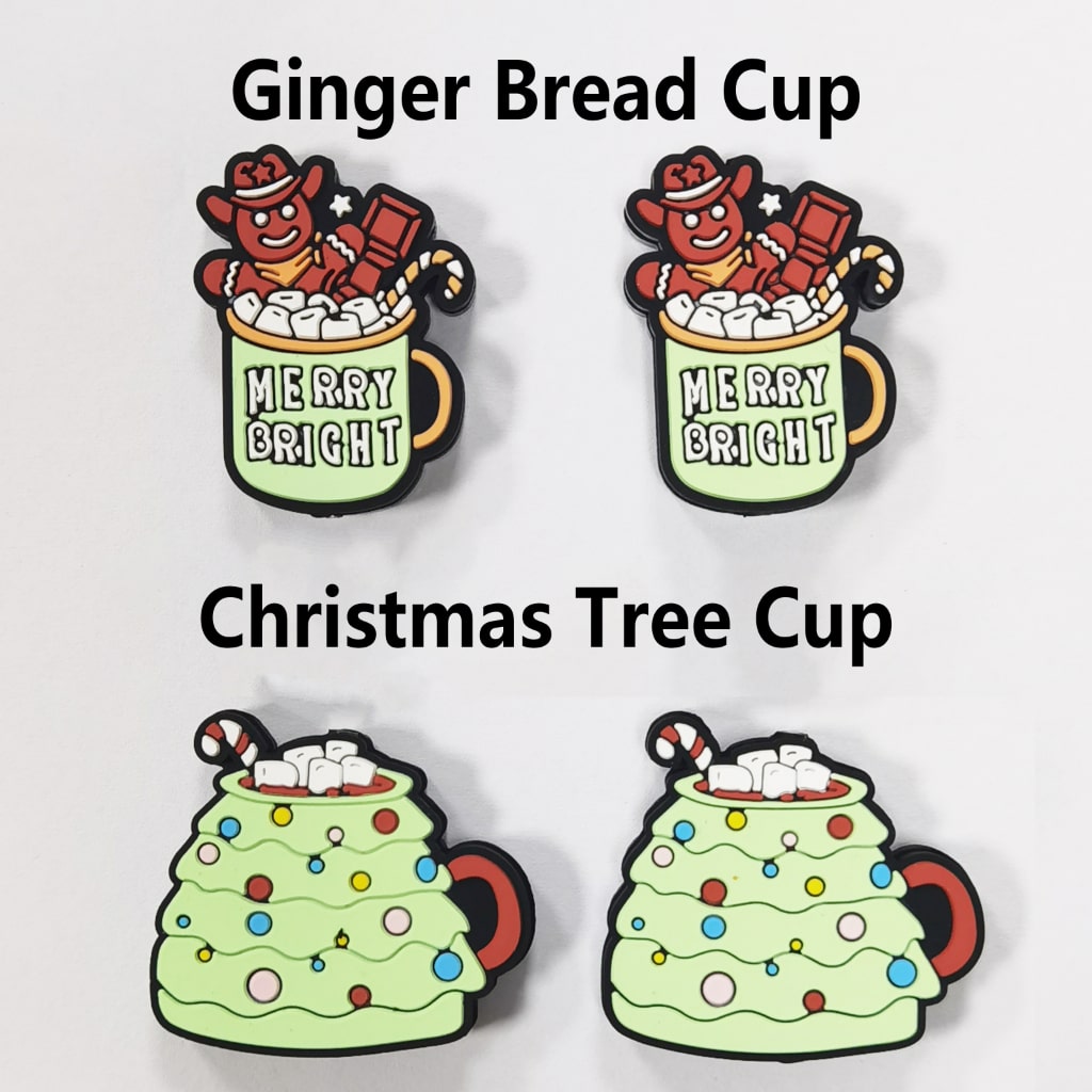 クリスマスツリーとジンジャーブレッドカップのシリコンフォーカルビーズ