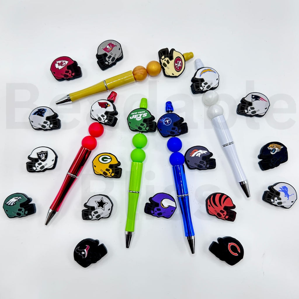 USA American Football Team Steel Team City Helmet Sports Silicone Focal Beads